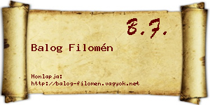 Balog Filomén névjegykártya